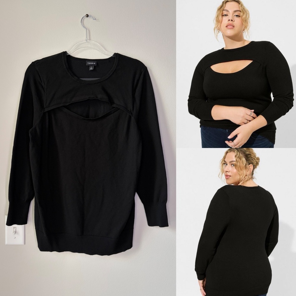 Torrid Black Cut Out Pullover Fitted Sweater Elevated Basics Sleek Classic Goth